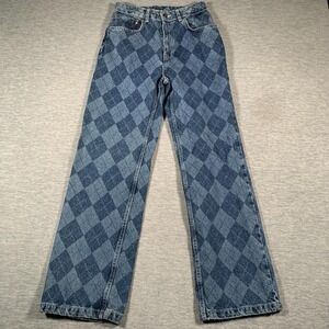 Ragged Jeans Jeans Womens 26 Blue Argyle Diamond Print Straight‎ Leg Allover